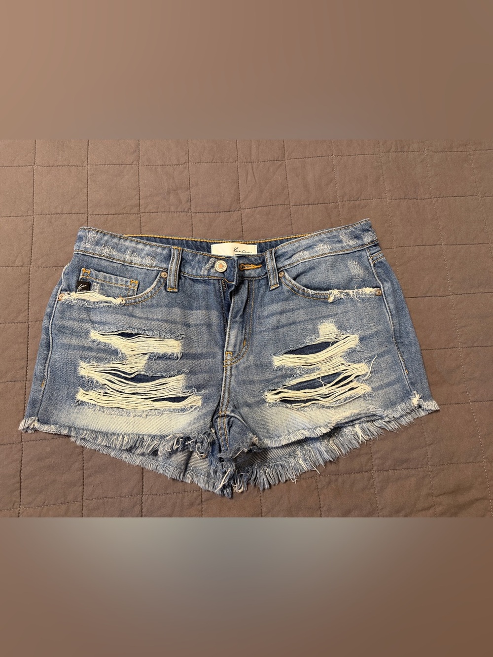 KanCan Light Blue Distressed Denim Shorts